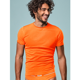 MEN'S CREW-NECK T-SHIRT ORANGE FLUORESCENT | Focenza