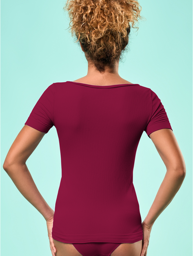 RIBBED T SHIRT BORDEAUX Focenza