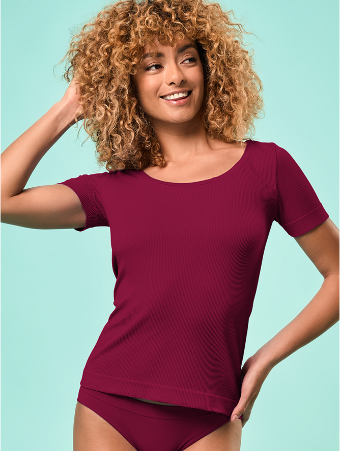 RIBBED T SHIRT BORDEAUX Focenza