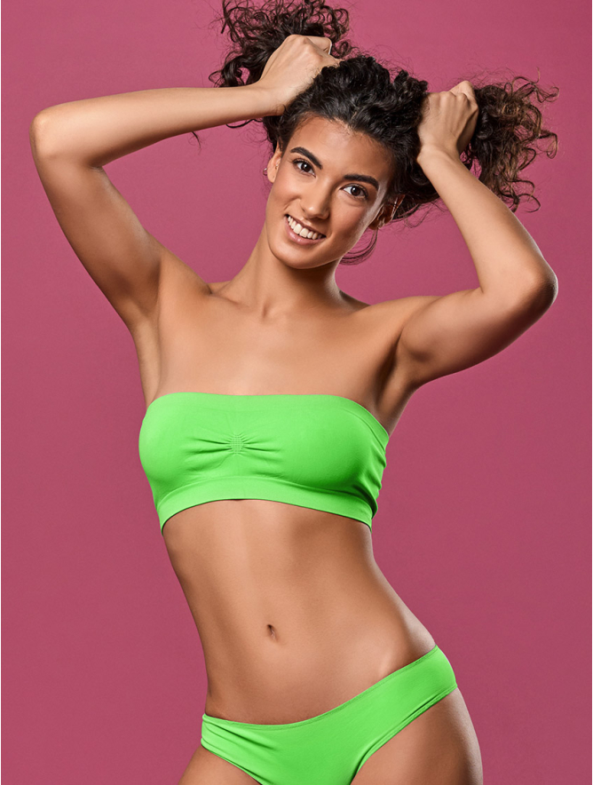 TOP MUJER SIN TIRANTES VERDE FLUOR