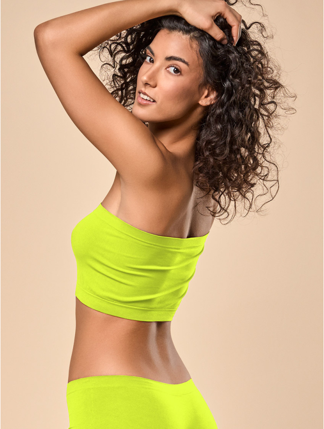 TOP MUJER SIN TIRANTES AMARILLO FLUOR