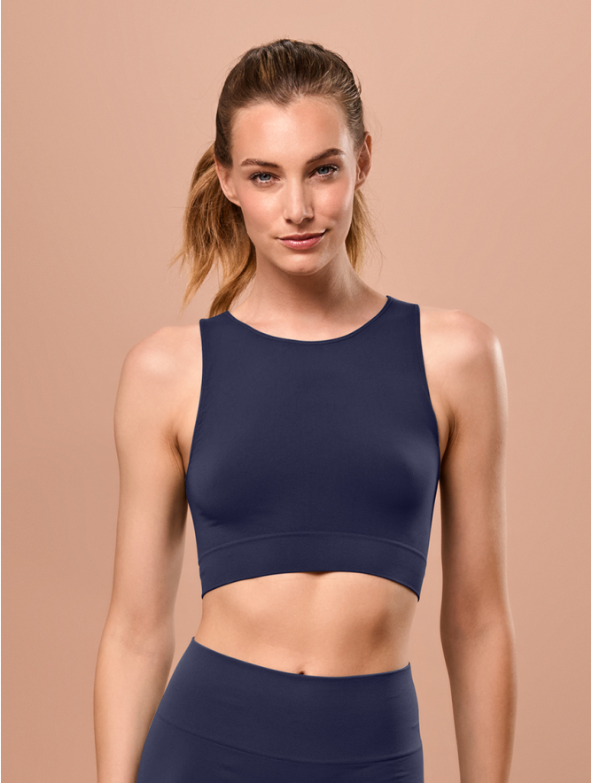 TOP MUJER TIRANTE ANCHO CON CUELLO REDONDO AZUL Focenza