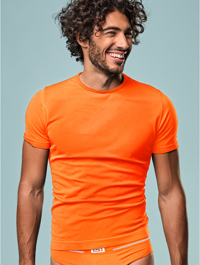 T SHIRT UOMO GIROCOLLO ARANCIO FLUO Focenza