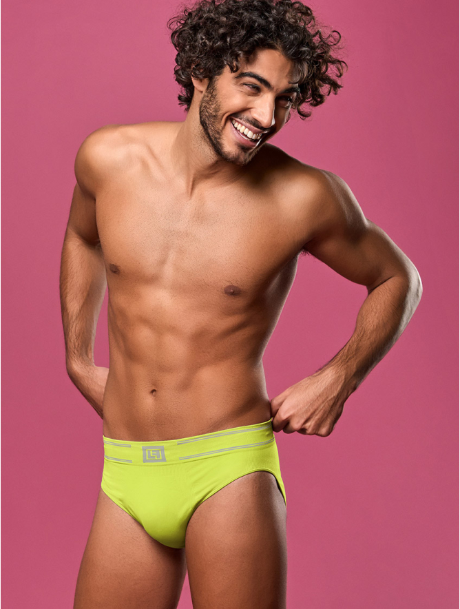 SMOOTH MEN S BRIEFS YELLOW FLUORESCENT