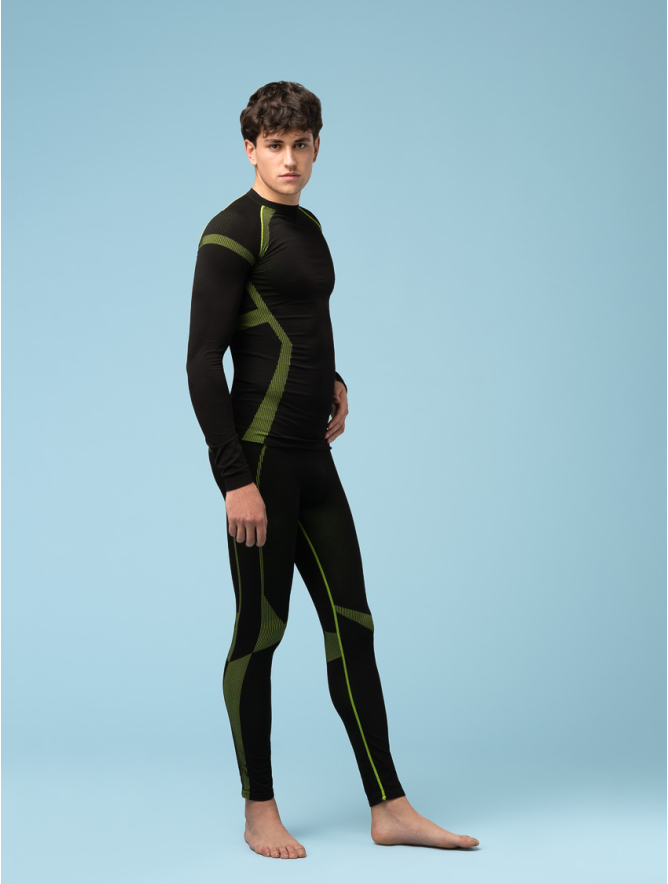 LEGGINGS SPORT DRYARN UNISEX BLACK YELLOW FLUO