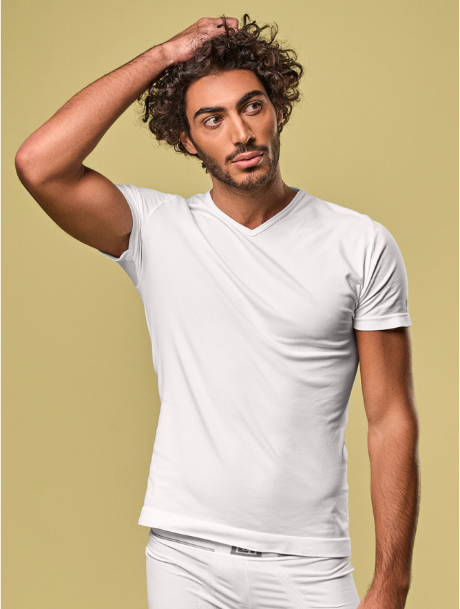 T SHIRT UOMO SCOLLO V BIANCO