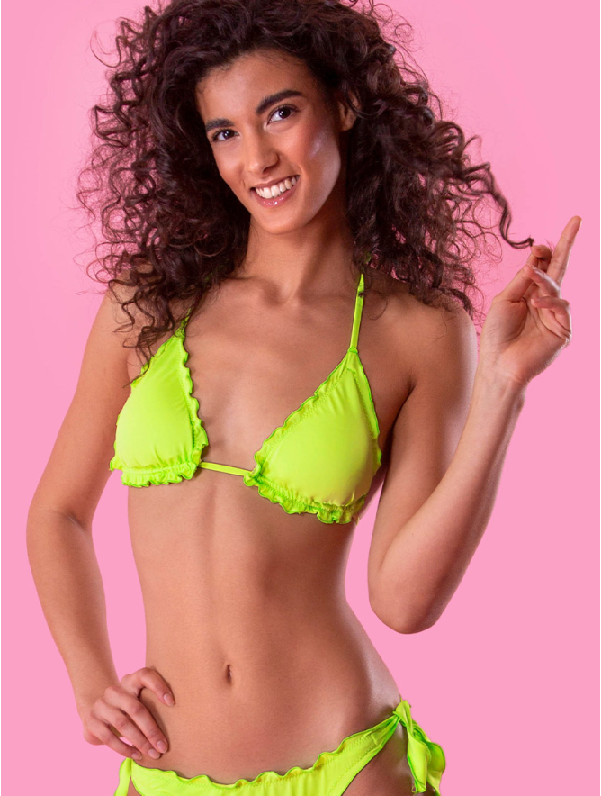 Neon yellow triangle bikini top 2025