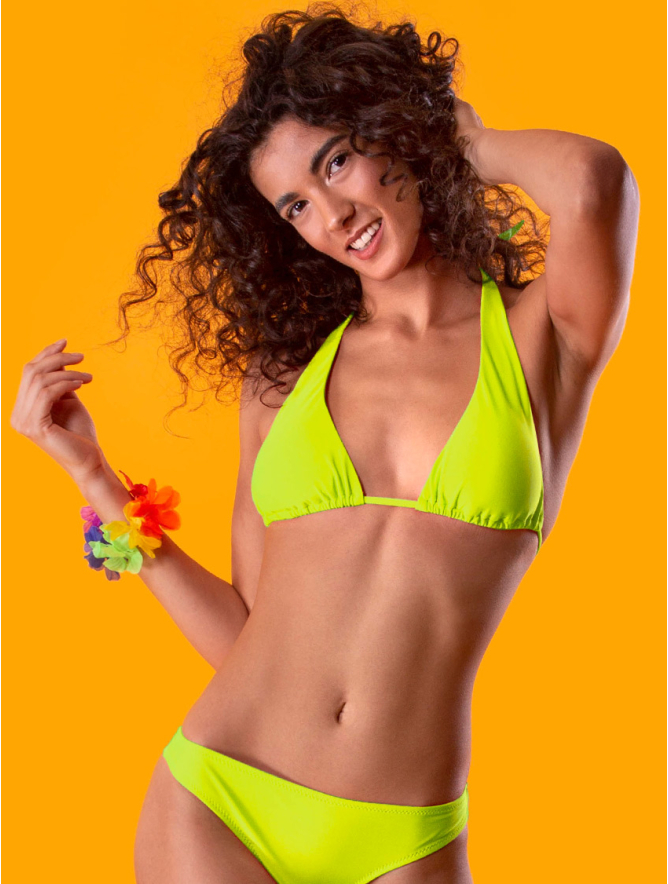 Neon yellow triangle bikini shop