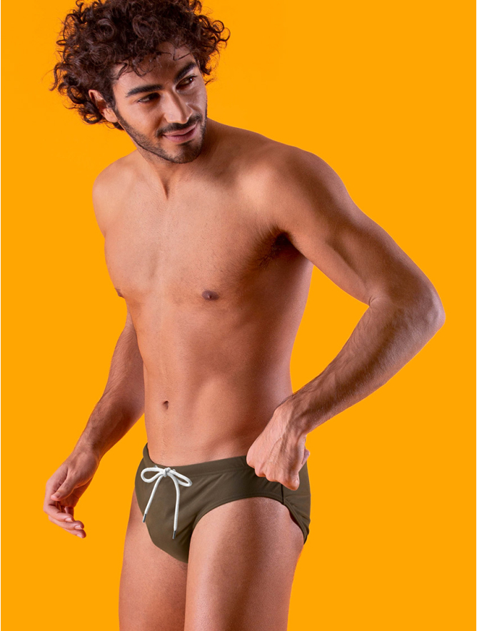 COSTUME UOMO SLIP TINTA UNITA VERDE MILITARE Focenza