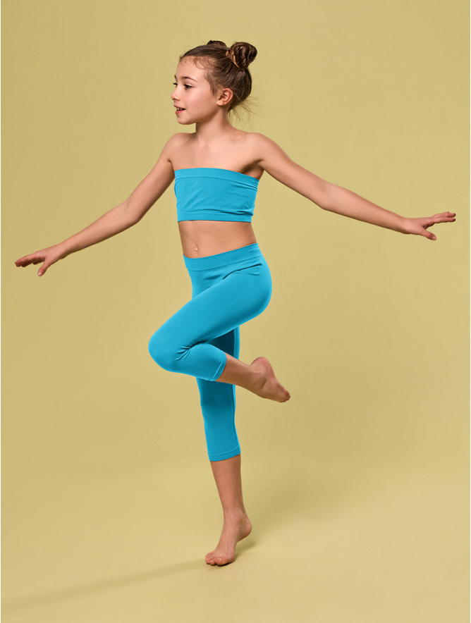 MEDIUM LENGTH GIRL S LEGGINGS TURQUOISE