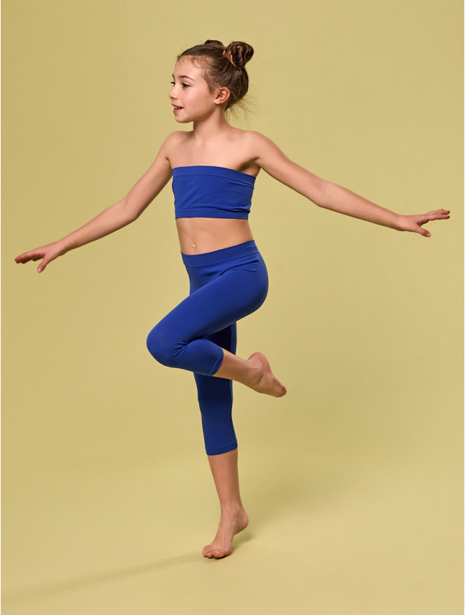 MEDIUM LENGTH GIRL S LEGGINGS BRIGHT BLUE