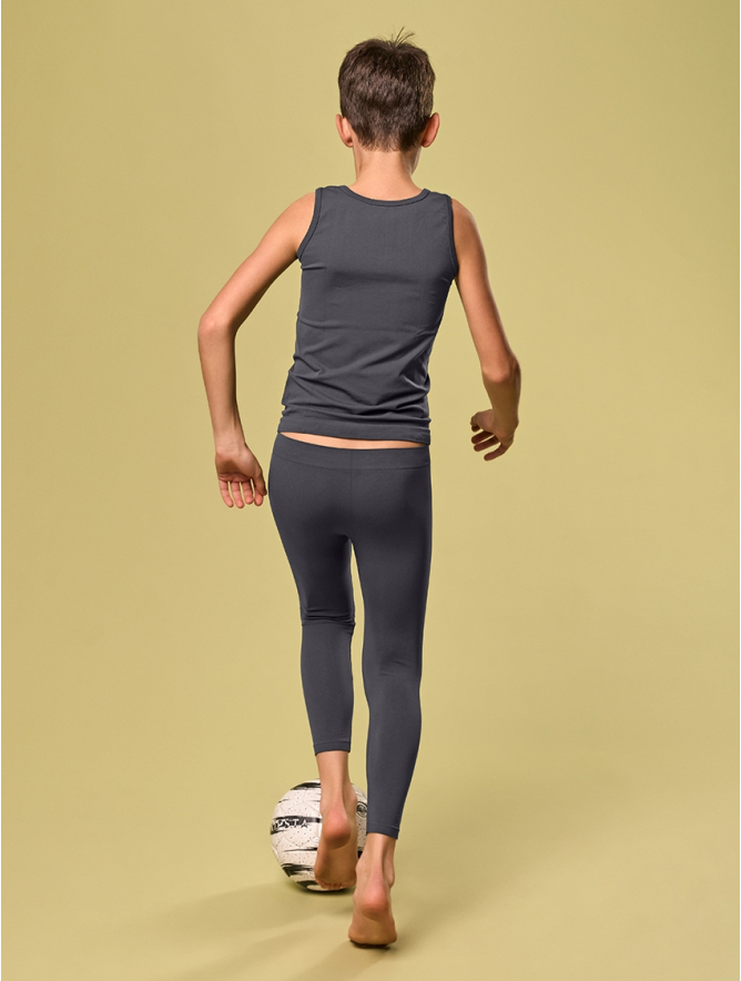 GIRLS LONG LEGGINGS CHARCOAL GREY