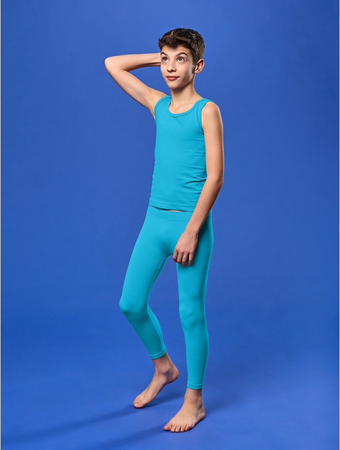 GIRLS LONG LEGGINGS TURQUOISE