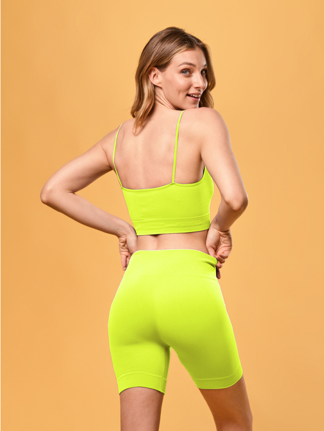 RIBBED SHORT LEGGINGS YELLOW FLUORESCENT