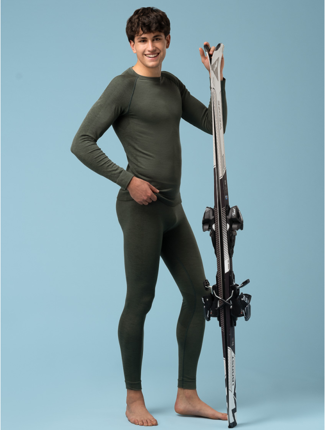 UNISEX LEGGINGS WOOL/DRYARN OLIVE | Focenza