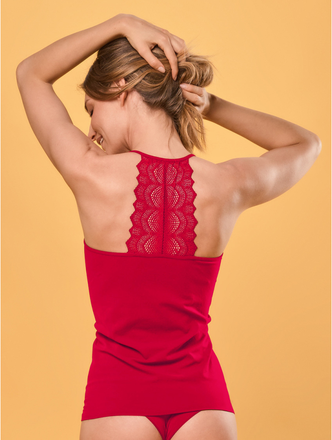TANK TOP WITH LACE BACK - RED