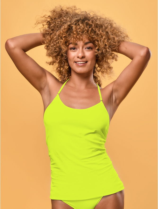 TANK TOP WITH LACE BACK YELLOW FLUORESCENT