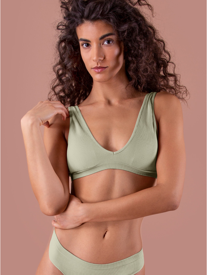 RIB BRALETTE WITH CUPS MINT