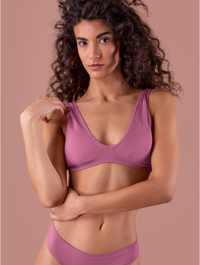 RIBBED CUPS BRALETTE MAUVE
