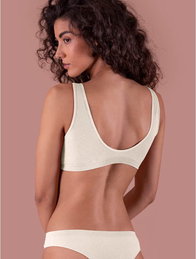RIBBED CUPS BRALETTE IVORY