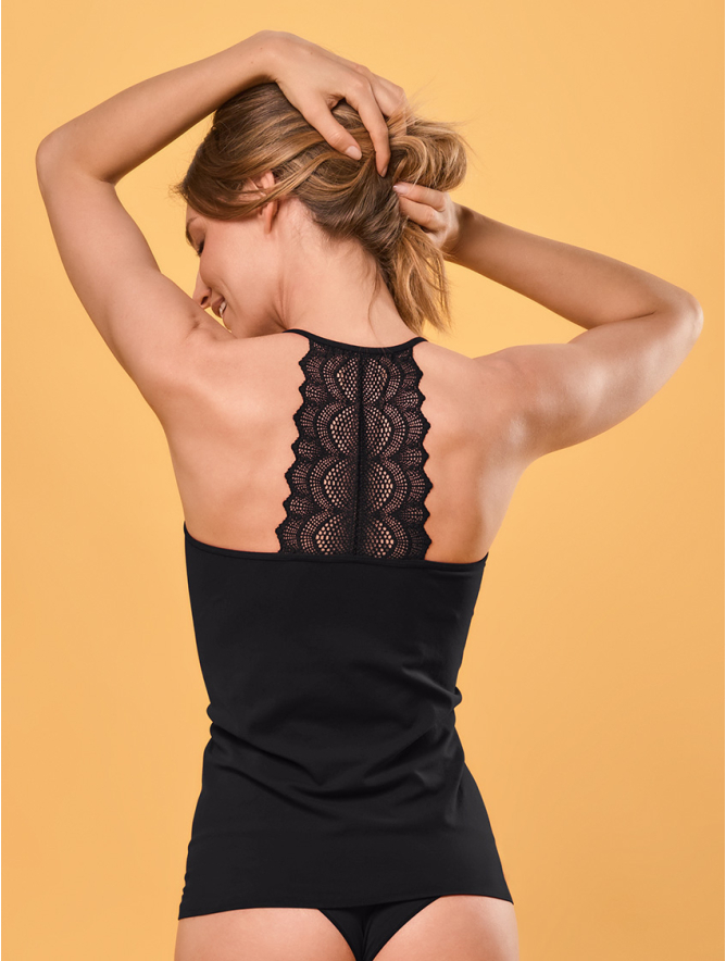 TANK TOP WITH LACE BACK BLACK