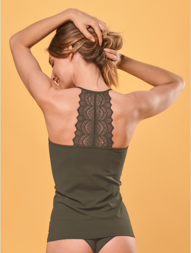 TANK TOP WITH LACE BACK OLIVE