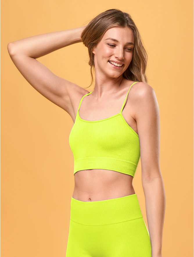 RIBBED TOP WITH THIN STRAPS YELLOW FLUORESCENT