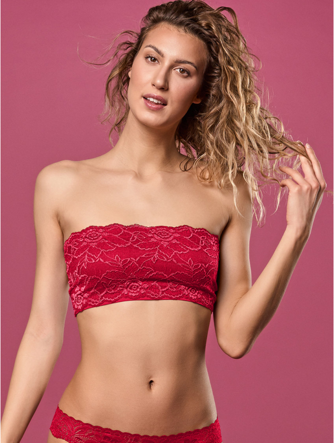 LACE TUBE TOP RED