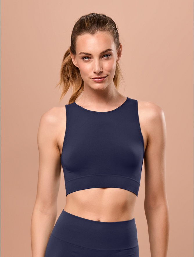 ROUND NECK TOP WITH WIDE STRAPS BLUE