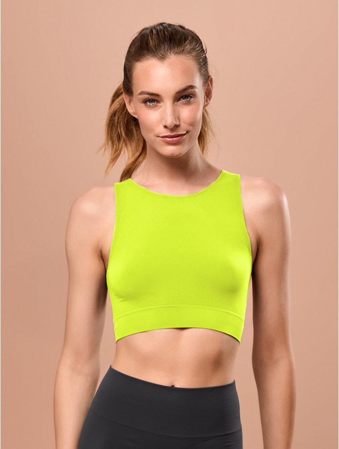 ROUND NECK TOP WITH WIDE STRAPS YELLOW FLUORESCENT