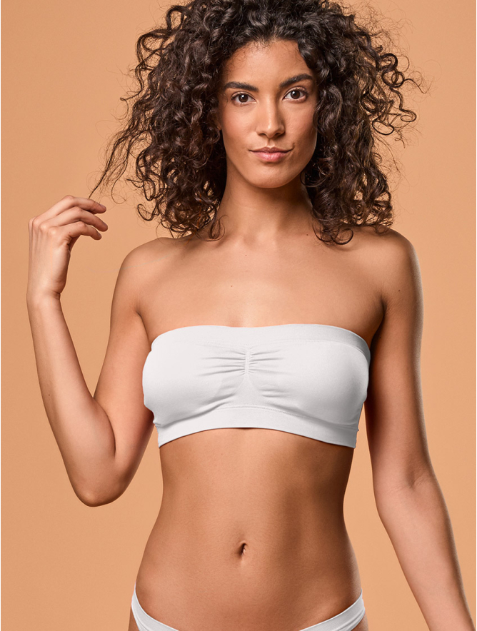 TUBE TOP WITH CUPS WHITE
