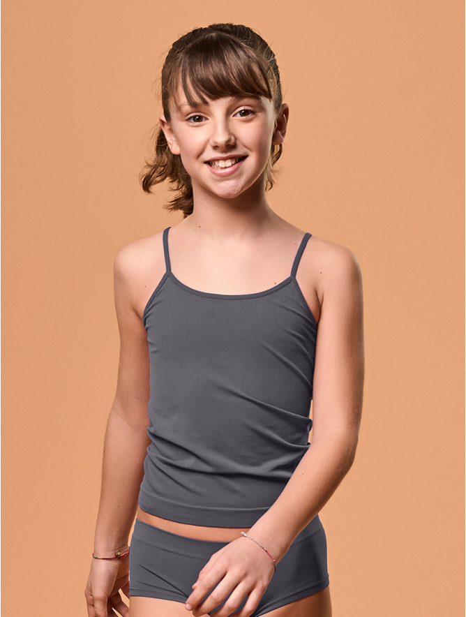 GIRLS' CAMISOLE CHARCOAL GREY