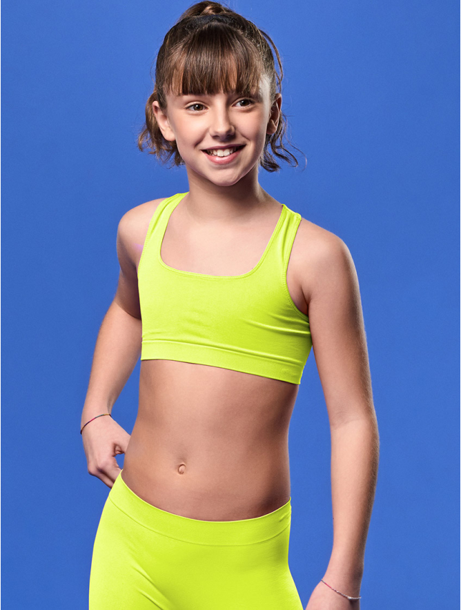 GIRL'S TOP GYM YELLOW FLUORESCENT