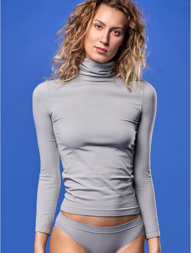 LONG-SLEEVED POLO NECK PEARL