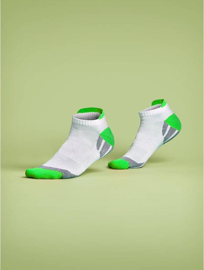 SHORT SOCKS WHITE/GREEN FLUORESCENT